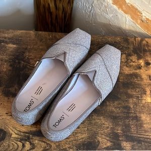 Toms in sparkly silver/pewter color, size 10